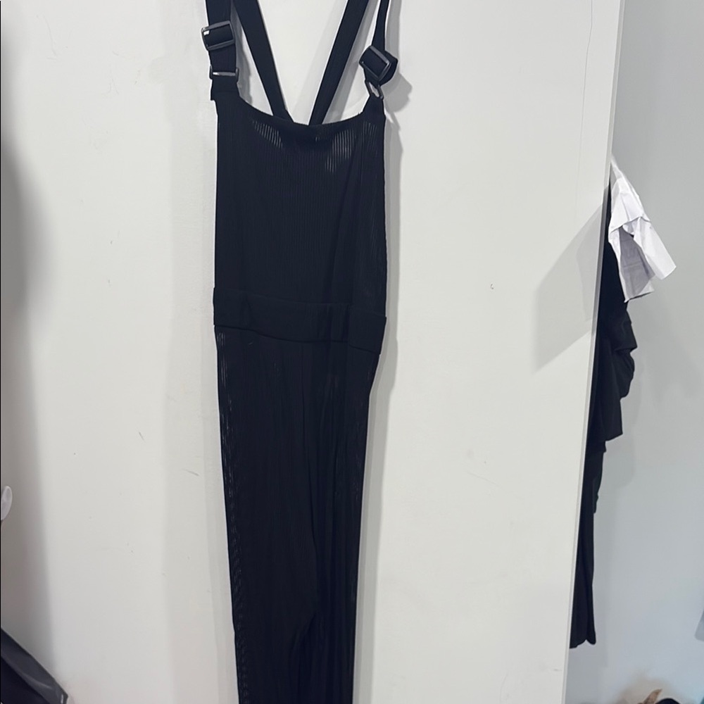 Black see-thru Suspender Jumpsuit